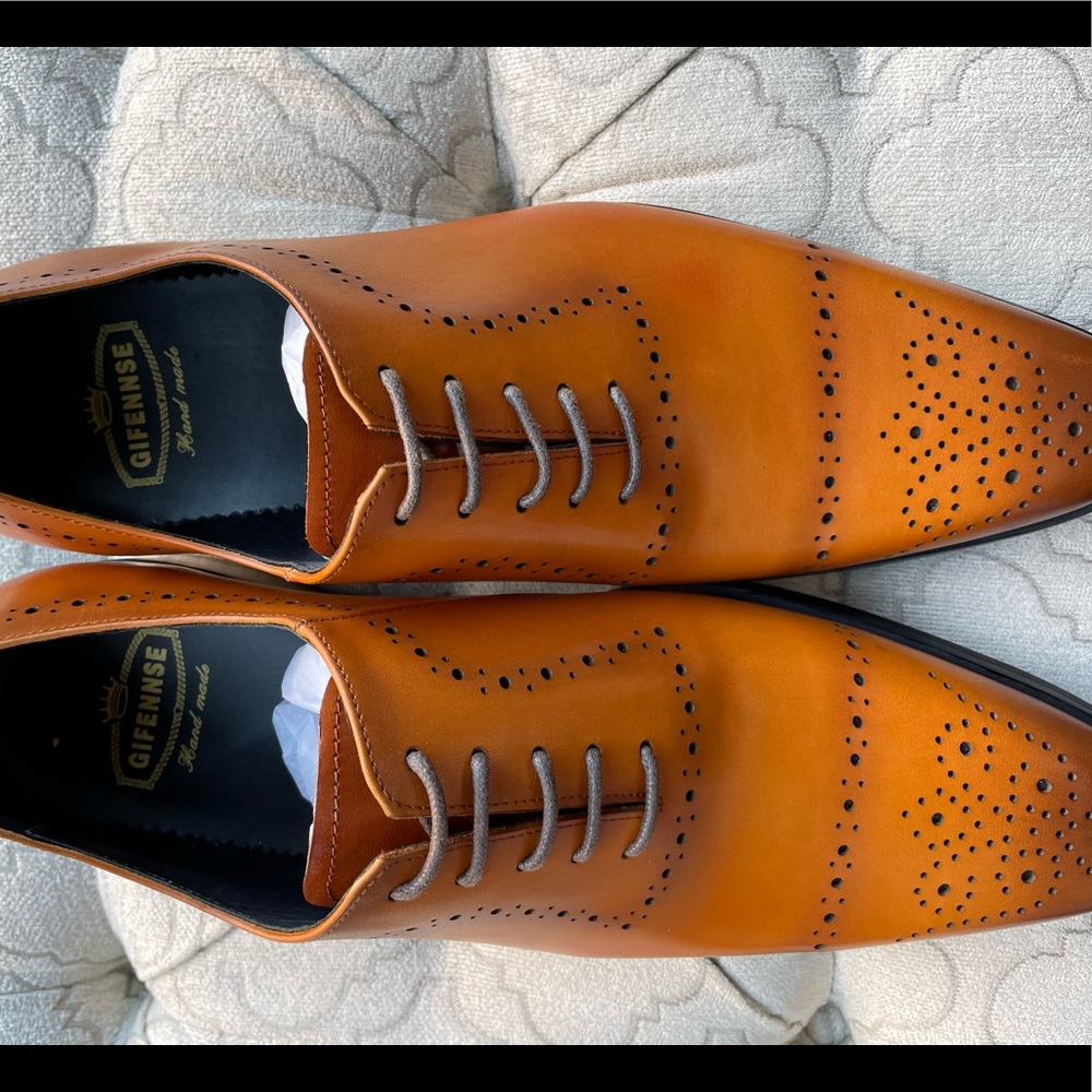 Mens size 12 100% leather tie dress Oxford NWT